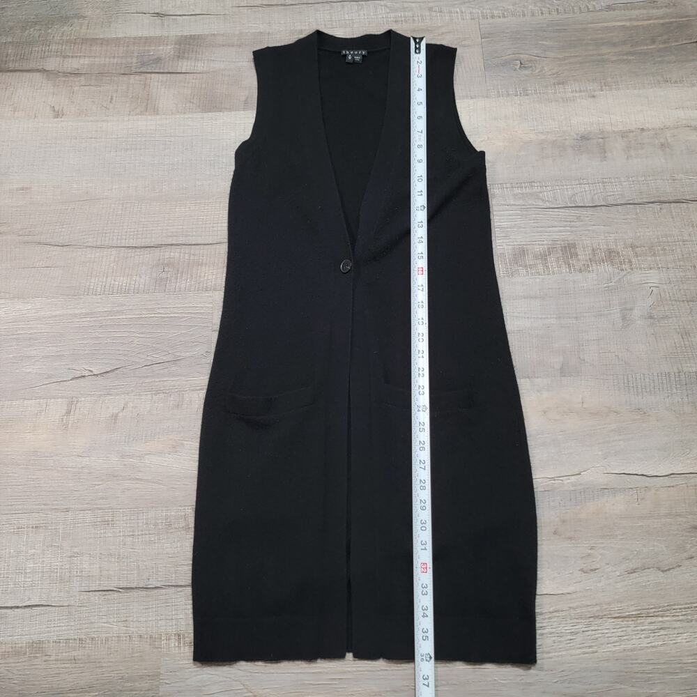 Theory Minareeya Cashmere Long Duster Sleeveless Cardigan Sweater Size XS Black - Picture 7 of 8